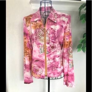 Joseph Ribkoff Vintage Graphic Full Zip Jacket